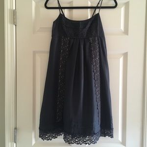 BCBGMAXAZRIA Silk Black and Tan Empire Waist Dress